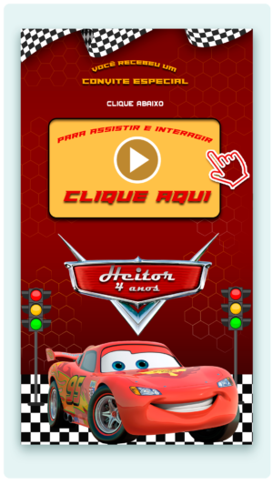 Convite Interativo e Animado Relâmpago McQueen Carros (com capa em PDF e botões clicáveis)