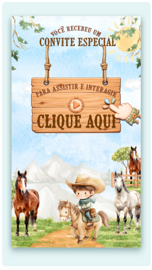 Convite Interativo e Animado Haras/Cavalos Aquarela (com botões clicáveis)