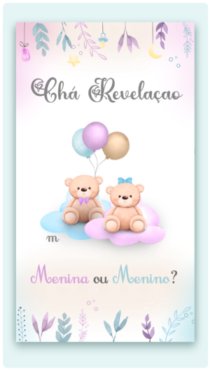 Convite Animado Chá Revelção Ursinhos